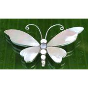 Wholesale Silver And White Shell Butterfly Brooches