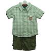 Boys Short Sleeved Check Shirts And Dark Green Shorts wholesale
