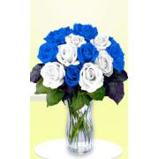 Wholesale 12 Blue And White Roses