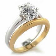 Wholesale CZ Two Tone Wedding Rings