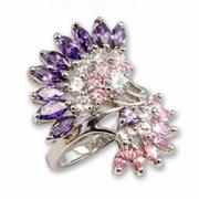 Wholesale Multicolor CZ Flower Rings
