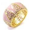 Pink Epoxy Gold Tone CZ Rings wholesale