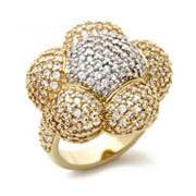 Wholesale Flower Two Tone Pave Jewellery Rings