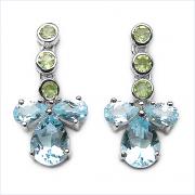 Wholesale Blue Topaz And Peridot .925 Sterling Silver Earrings