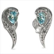 Wholesale Genuine Blue Topaz And Diamond .925 Sterling Silver Earrings