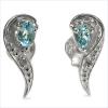 Genuine Blue Topaz And Diamond .925 Sterling Silver Earrings