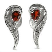 Wholesale Natural Garnet And Diamond .925 Sterling Silver Earrings