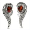 Natural Garnet And Diamond .925 Sterling Silver Earrings