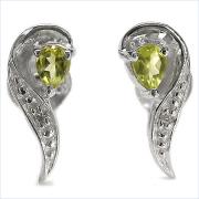 Wholesale Natural Peridot And Diamond .925 Sterling Silver Earrings