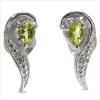 Natural Peridot And Diamond .925 Sterling Silver Earrings