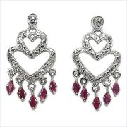 Wholesale Ruby And Diamond .925 Sterling Silver Earrings