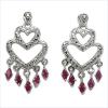 Ruby And Diamond .925 Sterling Silver Earrings