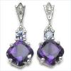 Amethyst And Tanzanite .925 Sterling Silver Earrings