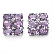 Wholesale Amethyst And Diamond .925 Sterling Silver Earrings