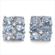 Wholesale Blue Topaz And Diamond .925 Sterling Silver Earrings