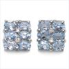 Blue Topaz And Diamond .925 Sterling Silver Earrings