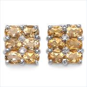 Wholesale Citrine And Diamond .925 Sterling Silver Earrings