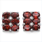 Wholesale Garnet And Diamond .925 Sterling Silver Earrings