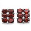 Garnet And Diamond .925 Sterling Silver Earrings