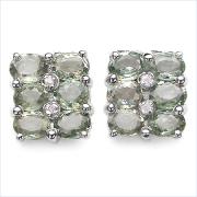 Wholesale Green Sapphire And Diamond .925 Sterling Silver Earrings