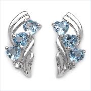 Wholesale Blue Topaz And Diamond .925 Sterling Silver Earrings