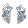 Blue Topaz And Diamond .925 Sterling Silver Earrings
