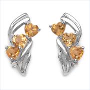 Wholesale Citrine And Diamond .925 Sterling Silver Earrings