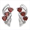 Garnet And Diamond .925 Sterling Silver Earrings