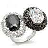 Oval Black And Clear Cocktail CZ Rings wholesale