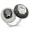 Oval Black And Clear Cocktail CZ Rings