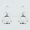 Casted Polished Sterling Silver Claddagh Dangle Earrings