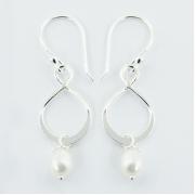 Wholesale Sterling Silver Infinity Dangle Earrings Freshwater Pearls