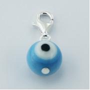Wholesale Silver And Glass Evil Eye Charms With Lobster Clasp