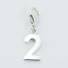 Number Two Sterling With Lobster Clasp Silver Charms