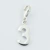 Number Three Sterling With Lobster Clasp Silver Charms