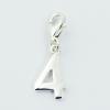 Number Four Sterling  With Lobster Clasp Silver Charms
