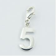 Wholesale Number Five Sterling With Lobster Clasp Silver Charms