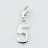 Number Five Sterling With Lobster Clasp Silver Charms