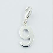 Wholesale Number Nine Sterling With Lobster Clasp Silver Charms