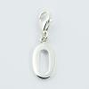 Number Zero Sterling With Lobster Clasp Silver Charms