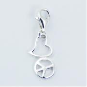 Wholesale Sterling Silver With Lobster Clasp Heart And Peace Charms