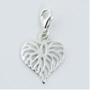Wholesale Polished Sterling Silver Openwork Heart Charm Bracelets