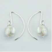 Wholesale Modern Sterling Silver Freshwater Pearl Dangle Earrings