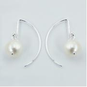 Wholesale Sterling Silver Round Wire Freshwater Pearl Dangle Earrings