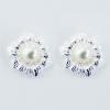 Silver Plated Sterling Silver Swarovski Pearl Stud Earrings