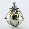 Chiming Sphere Open Flower Ornate Silver Pendants Topped By Gem