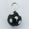 Black Small Chiming Silver White Vivid Dots Sphere Pendants