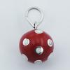 Red Resin Brass Chiming Silver White Dots Sphere Pendants