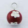 Bright Red Ornate Silver Brass Chiming Sphere Pendants