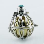 Wholesale Airy Flower Gemstone At Top Silver Chiming Sphere Pendants